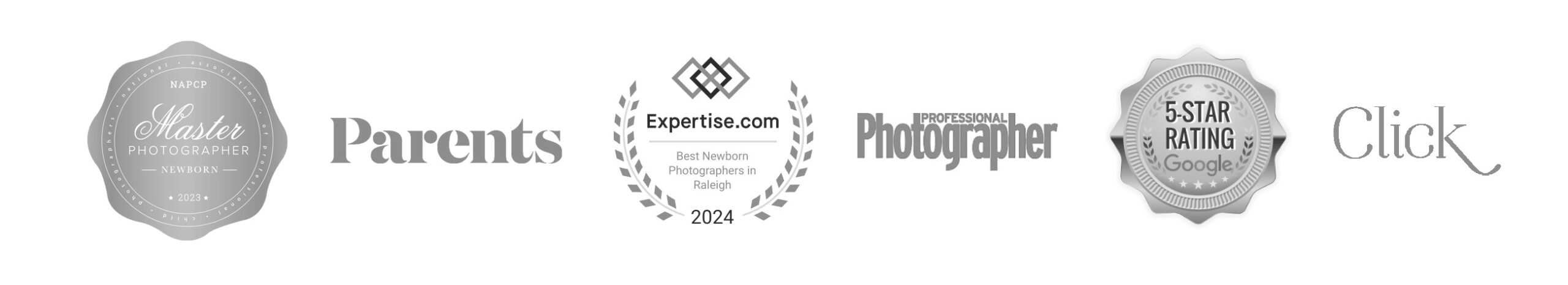 Logos of publications and press featuring Wake Forest newborn photographer Christy Johnson