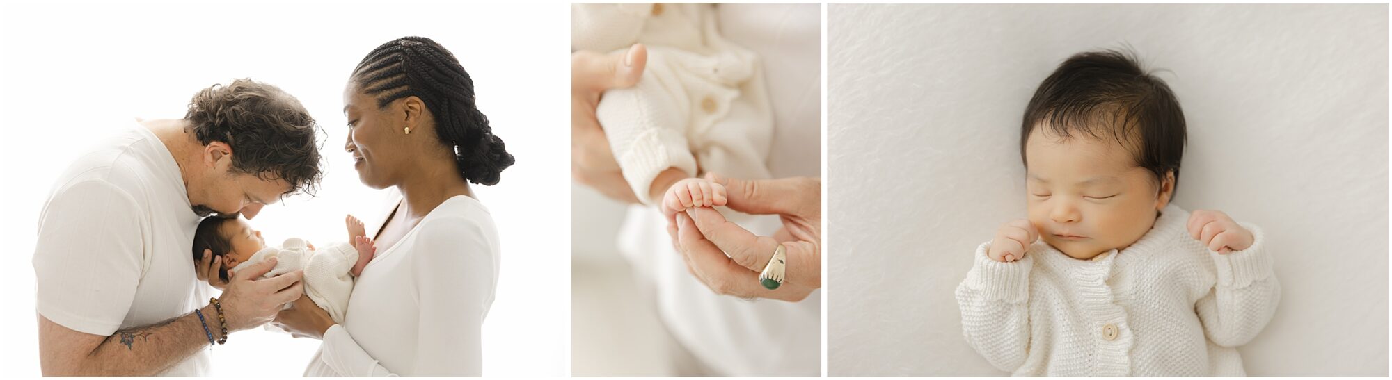 newborn baby girl with her loving parents at her newborn photo session with christy johnson photography