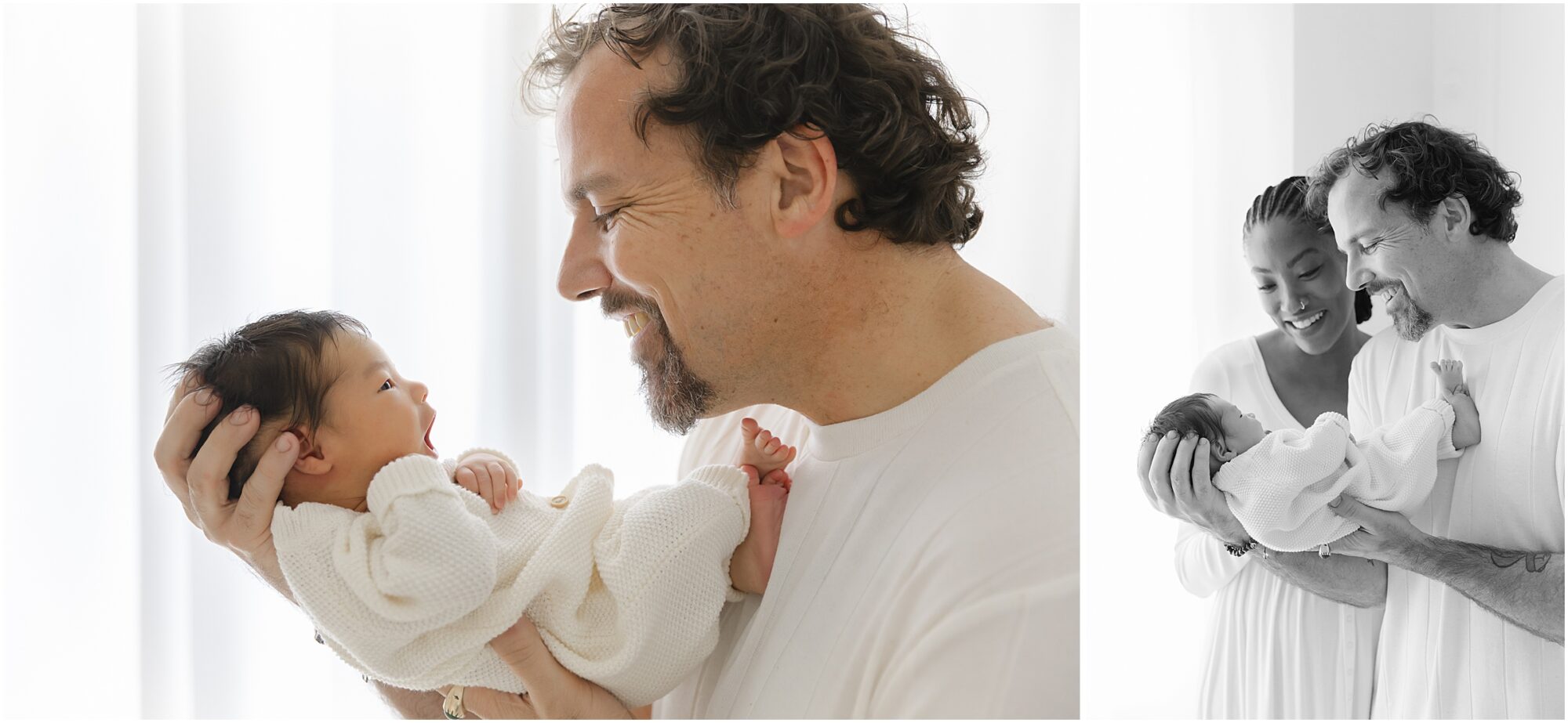 newborn baby girl with her loving parents at her newborn photo session with christy johnson photography