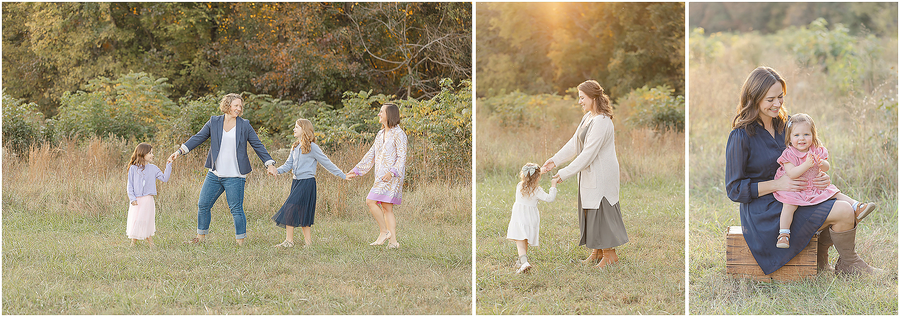 families play and connect during their fall family mini session in raleigh nc