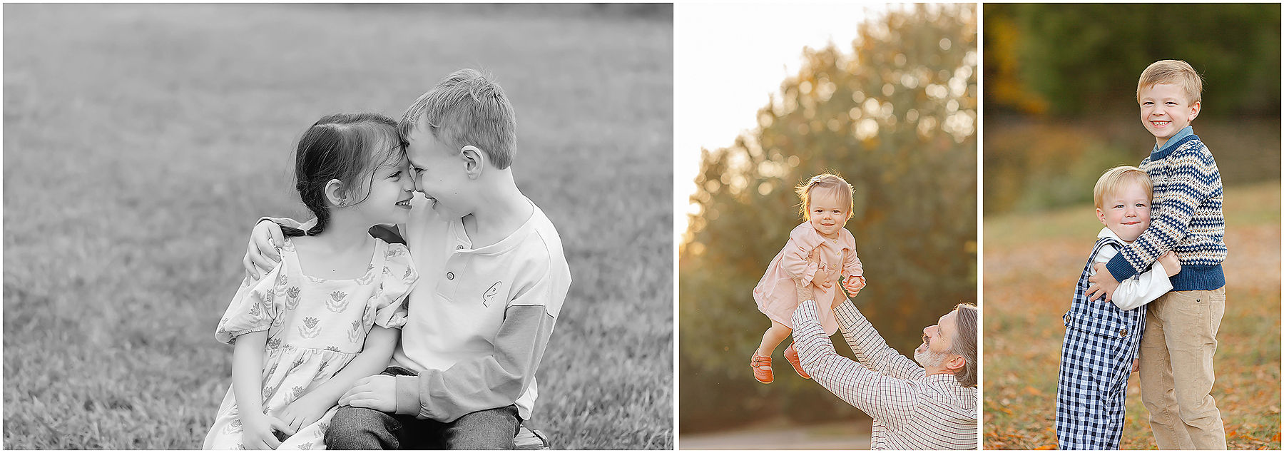 families play and connect during their fall family mini session in raleigh nc