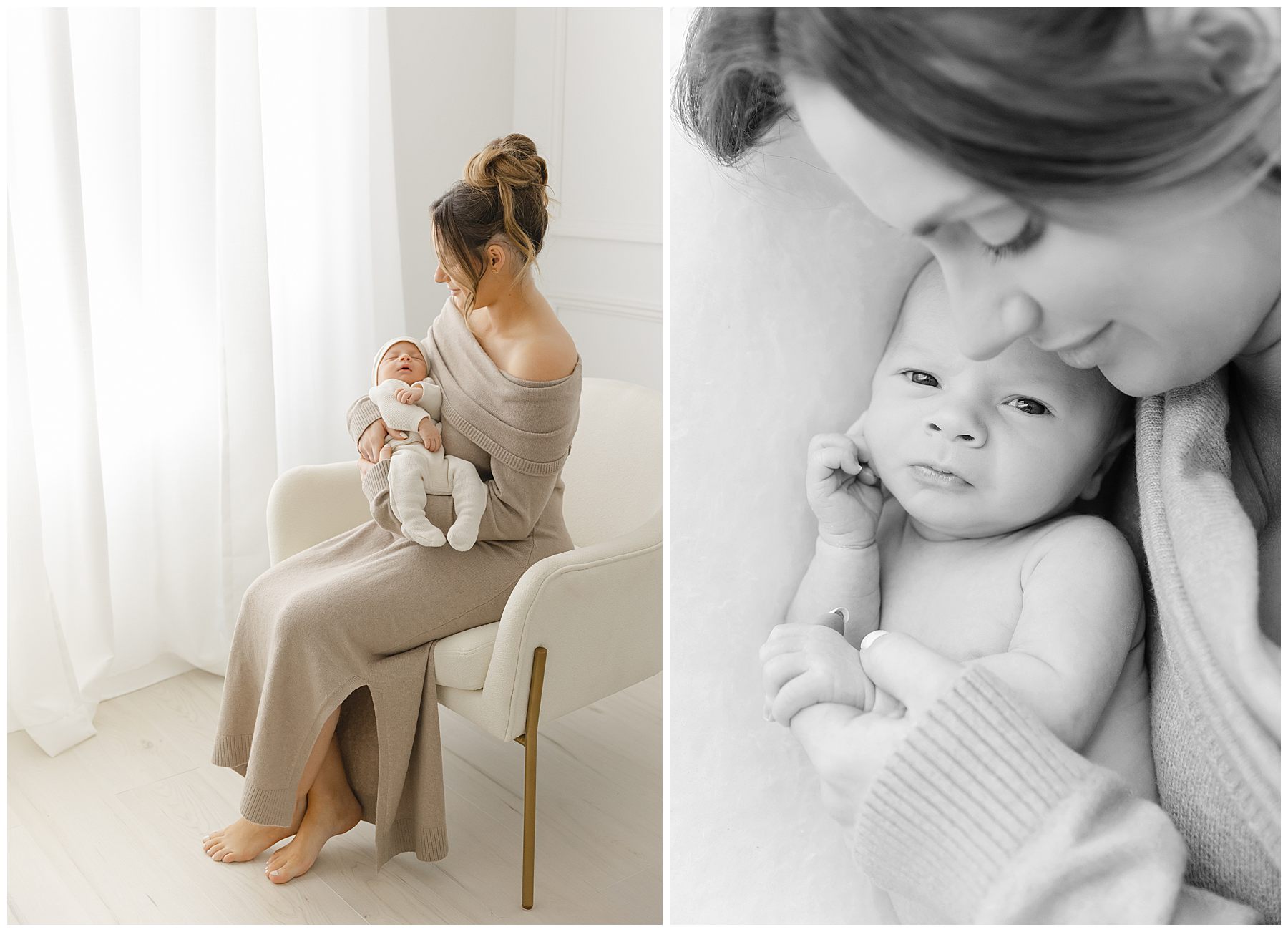 A mother snuggles with her newborn baby
