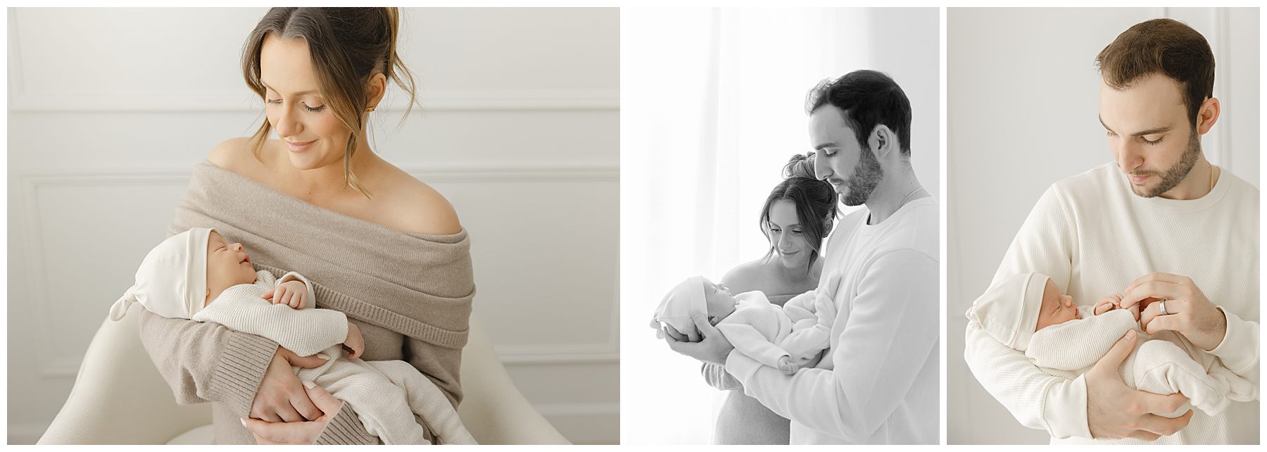 A new mother and father gaze adoringly at their newborn son