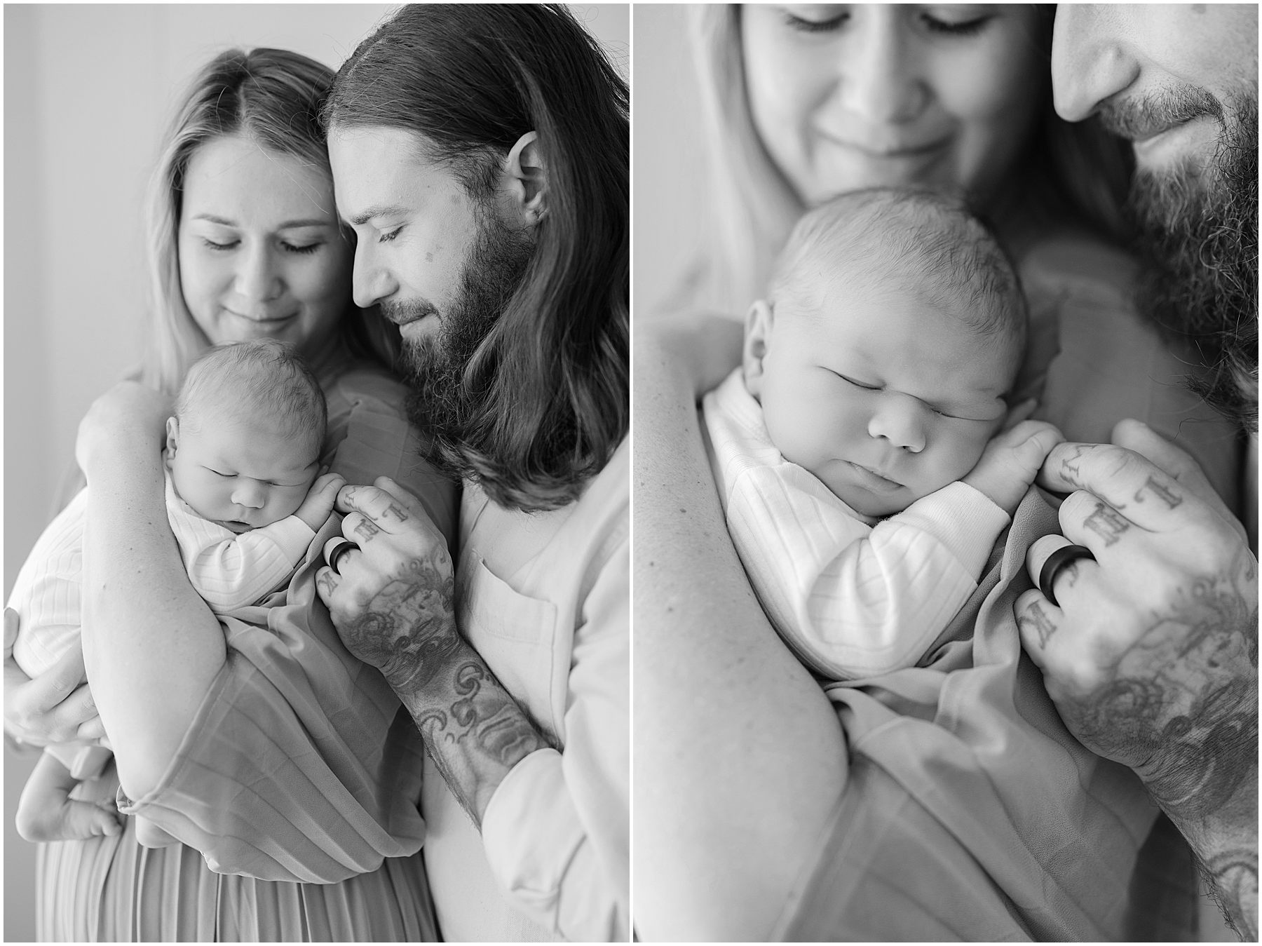 A couple cradles their baby during a full-service newborn photography experience in raleigh nc by christy johnson photography