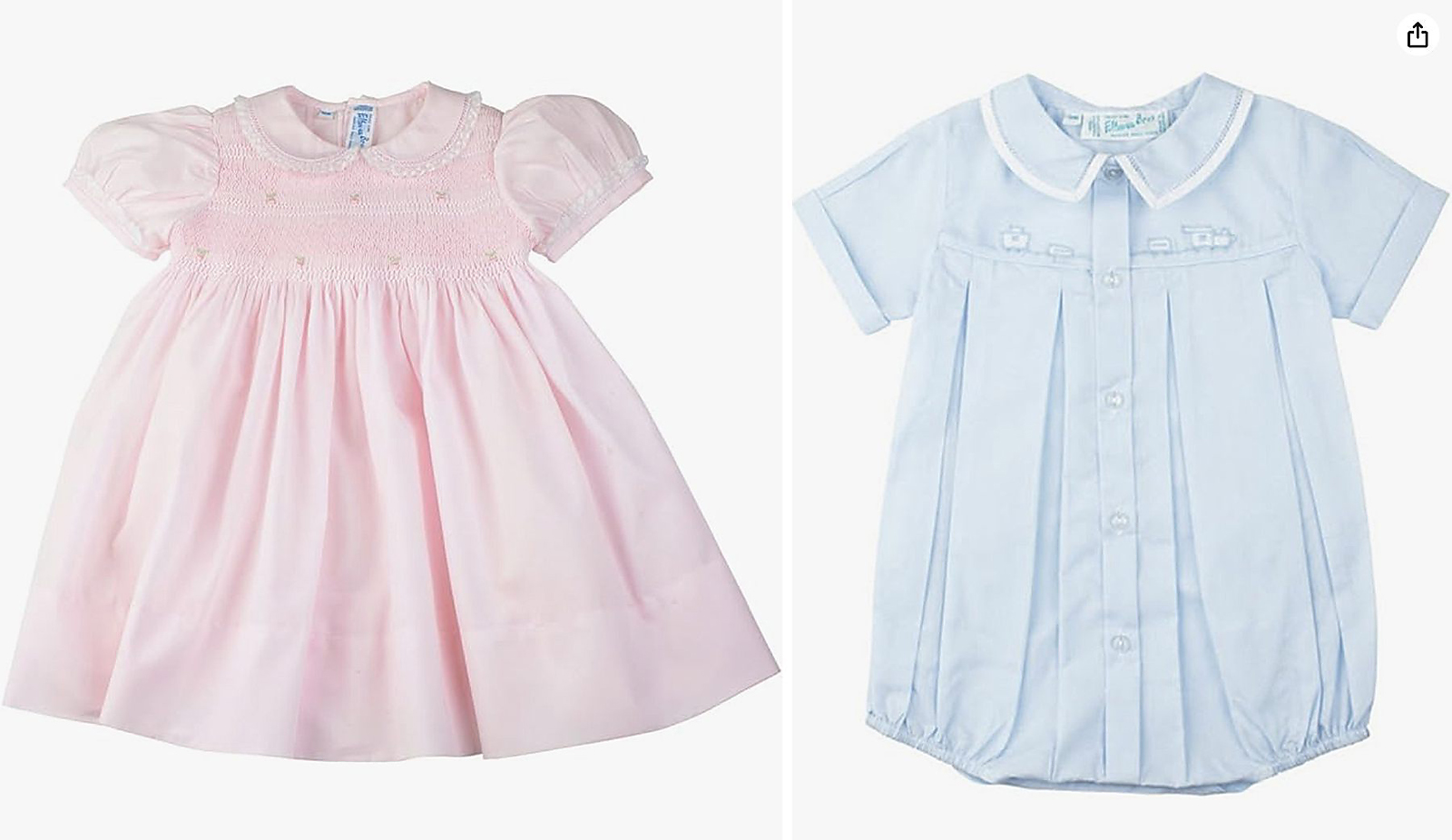 Pink dress and blue bubble romper for heirloom portraits outfits in Raleigh NC